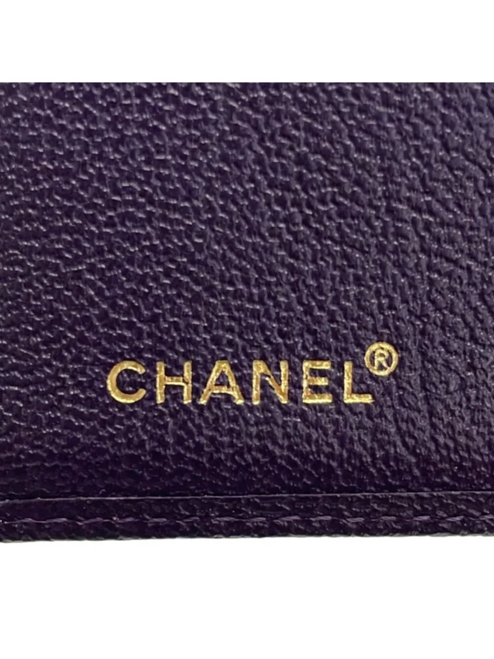 Chanel Bifold Wallet Purple CC Logo Gold Leather